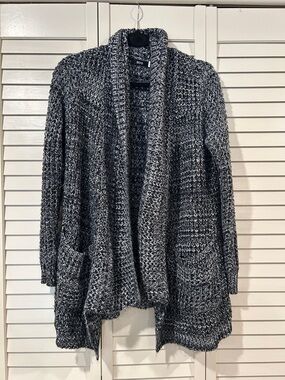 BDG Marled Black & White Knit Open-Front Chunky Cardigan Size S